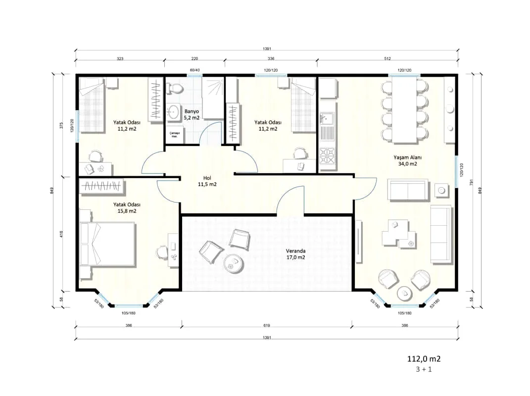 SEGA BUILD SD-112 – Едноетажни къщи от прес бетон, 112 m² – 4