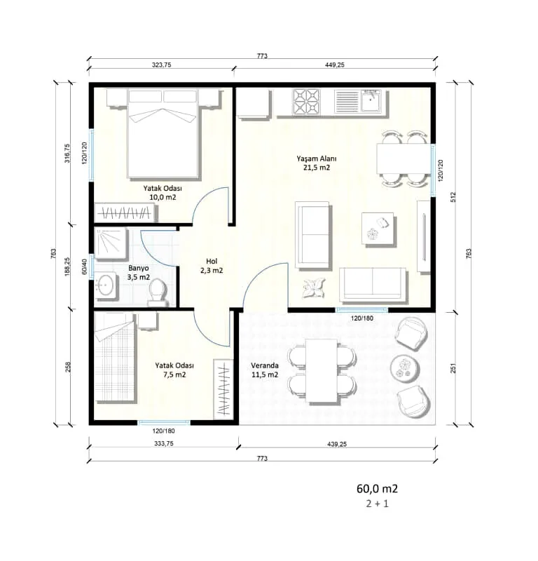 SEGA BUILD SD-060 – Едноетажни къщи от прес бетон, 60 m² – 5