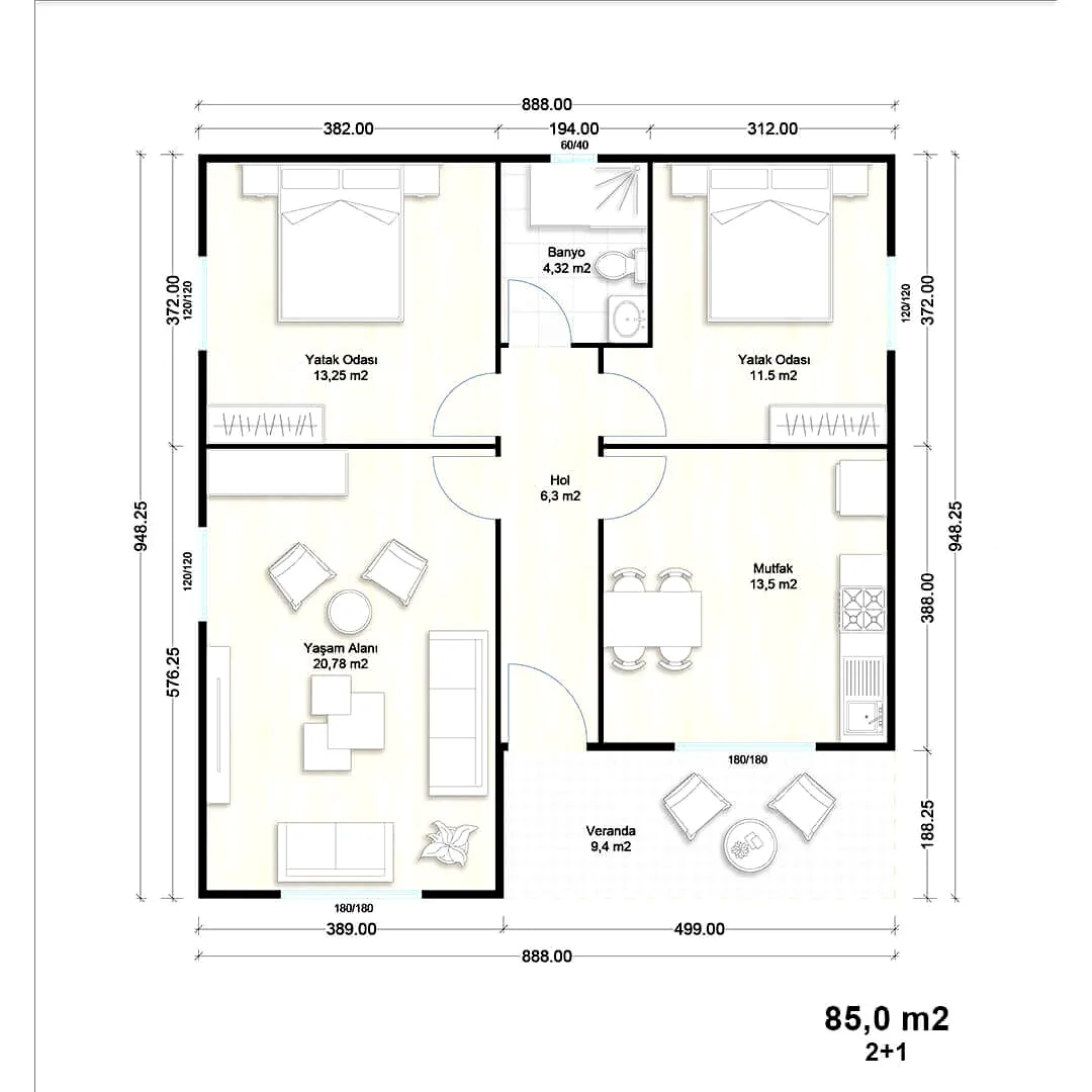 SEGA BUILD SD-085 – Едноетажни къщи от прес бетон, 85 m² – 4