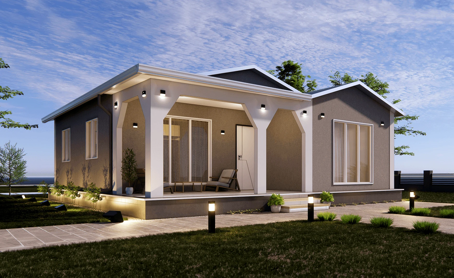SEGA BUILD LS-090 – Едноетажни къщи с лека стоманена конструкция, 89.85 m² – 2